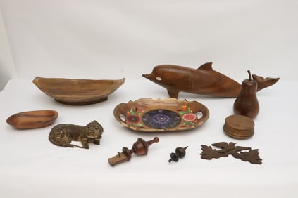 Lot of wood items; the fish has repair