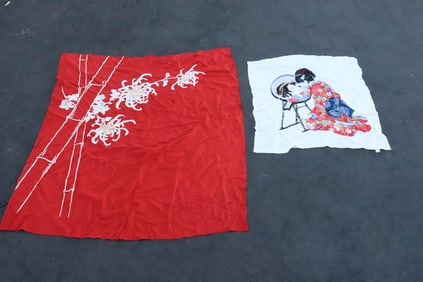 2 Japanese vintage silk scarves