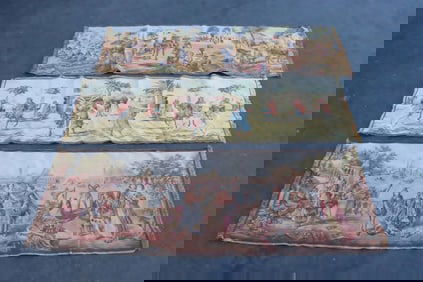3 European Persian motif table tapestry runners