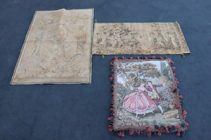 3 European tapestry panels