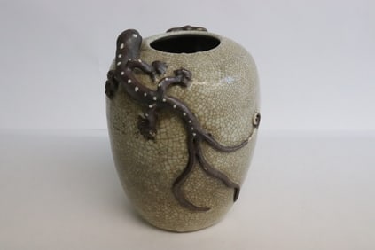Unusual crackleware porcelain jar