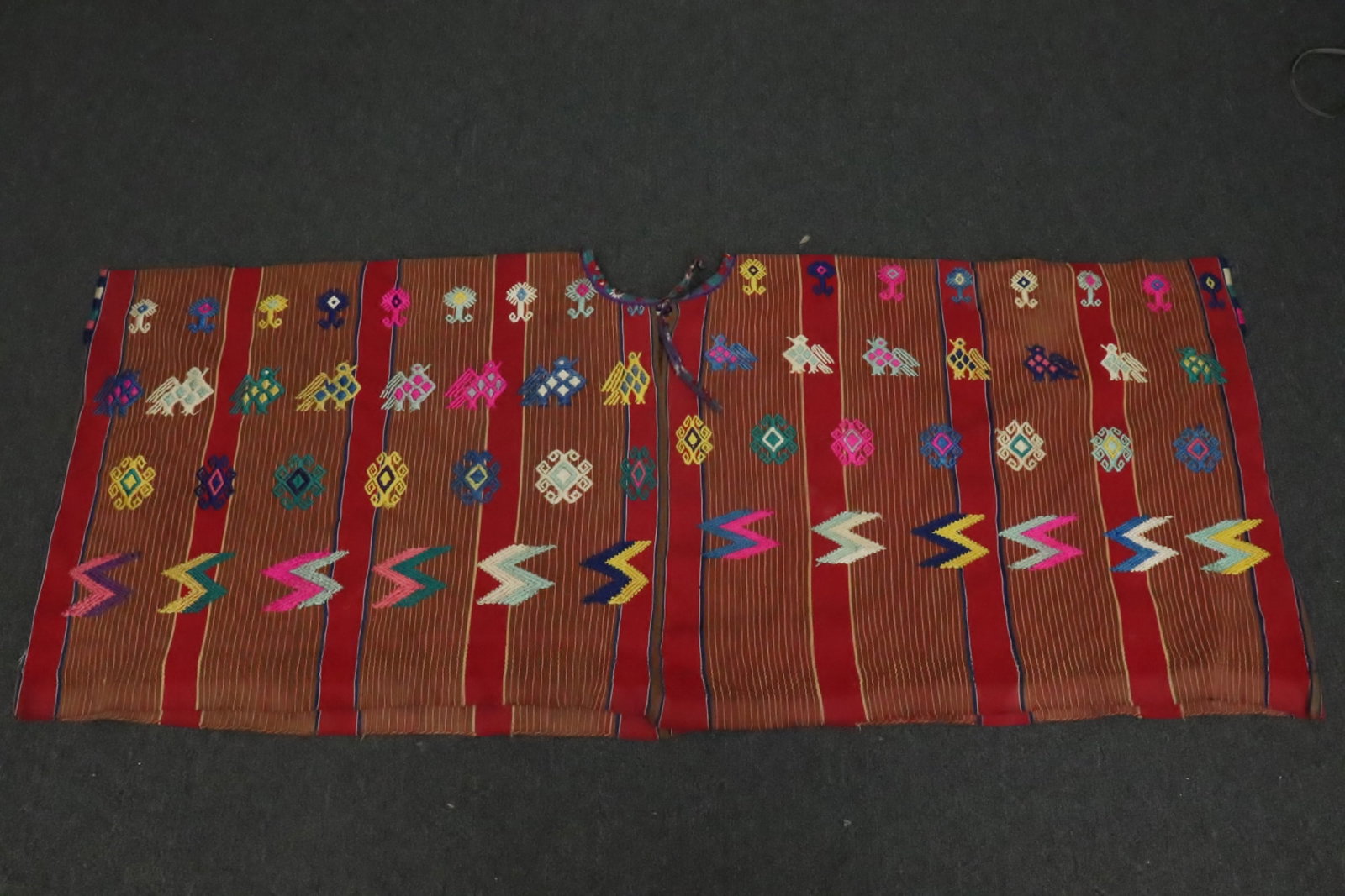 South American vintage huipil: South American vintage huipil with embroidery decoration, 23"L
