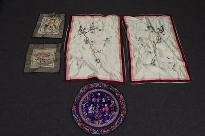 5 pieces Chinese embroidery panels
