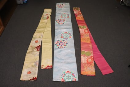 3 Japanese antique obi