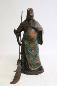 Bronze based cloisonne sculpture of warrior