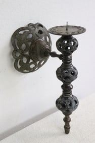 Victorian wall hanging bronze candle holder