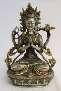 Chinese bronze sculpture of deity: Chinese bronze sculpture of deity, 8.25"H