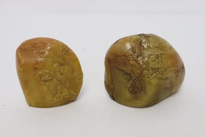 2 small shoushan stone boulders