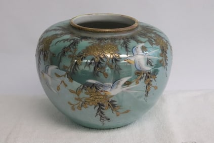 A beautiful Japanese hand painted jar