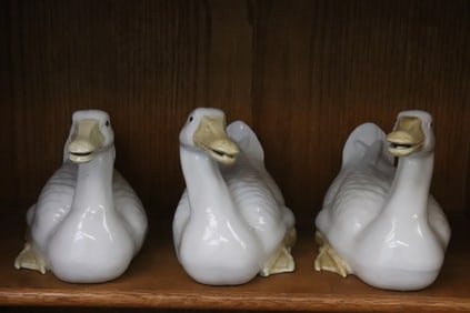 3 porcelain ducks