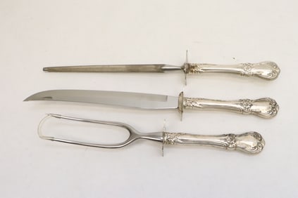 3 sterling handled carving set by Towle