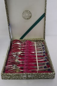 6 Korean silver spoons, and 6 silver forks