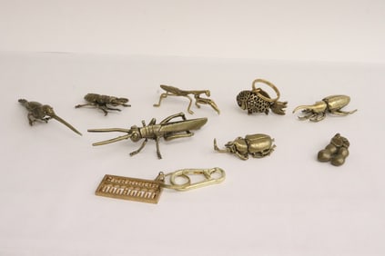 9 pieces brass/ bronze small ornaments