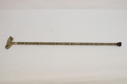 Chinese bronze cane with dragon motif finial