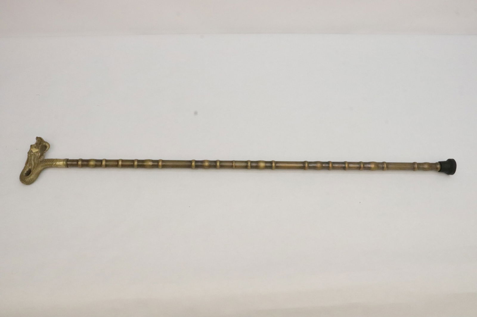 Chinese bronze cane with dragon motif finial (1 of 7)