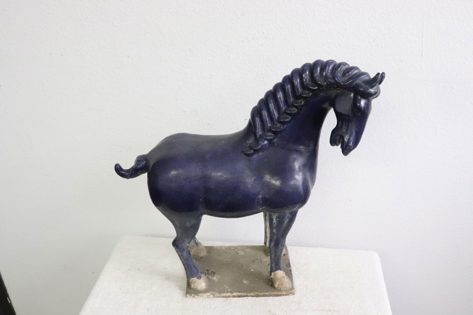 Large Chinese blue glazed earthenware horse (1 of 9)