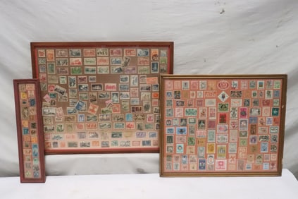 3 panels of vintage stamps