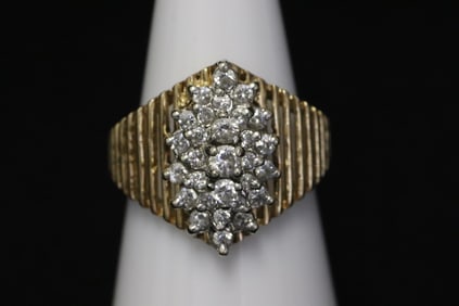 14K Y/G ring set with clear stone