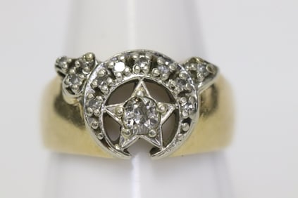 14K Y/G Masonic/ Shriner diamond ring