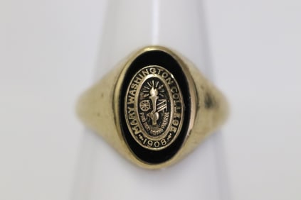 10K Y/G ring, mark on top Mary Washington college, 1908