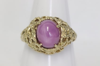 14K Y/G ring, center a pink stone