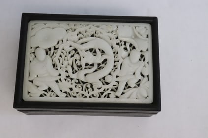 A possible zitan wood box w/ white stone