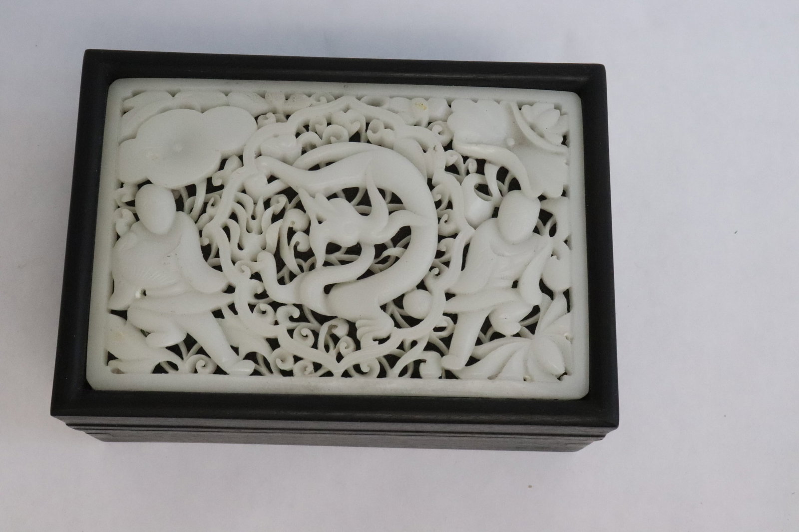 A possible zitan wood box w/ white stone (1 of 6)