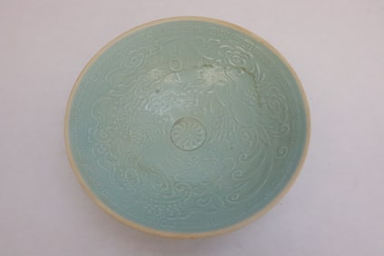 Light blue glazed porcelain bowl