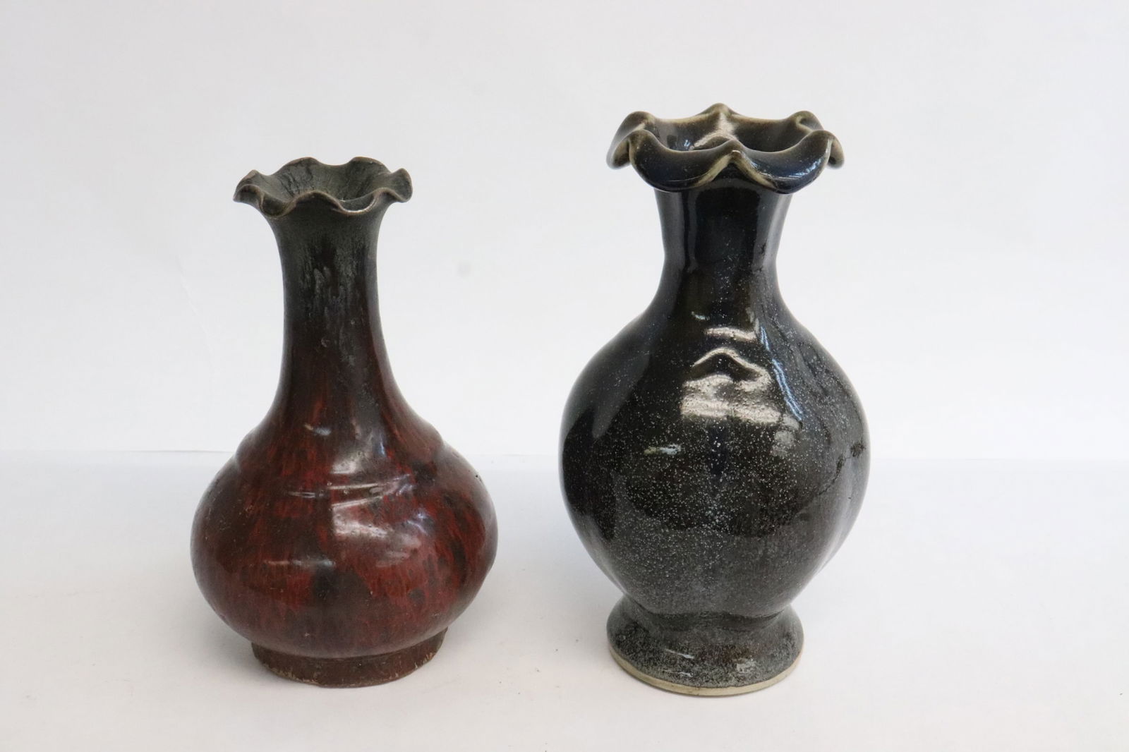 2 brown glazed earthenware vases (1 of 10)