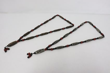 2 dzi bead style beads necklaces