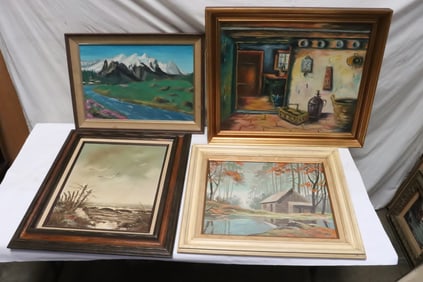 4 oil paintings