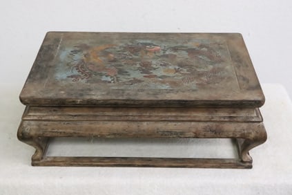 Lacquer style painted wood platform stand