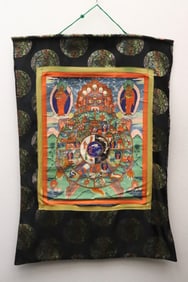 Chinese mid-20th century hand painted thangka