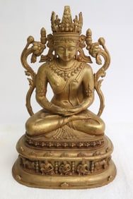 Fine Chinese gilt bronze sculpture of deity