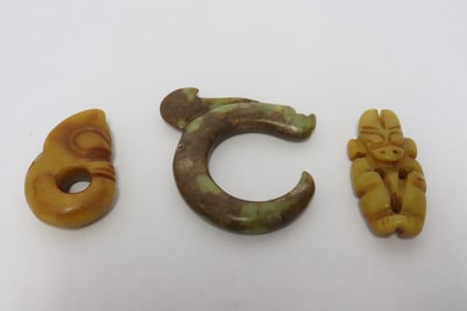 3 stone carved ornaments