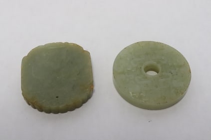 2 white jade carved plaques
