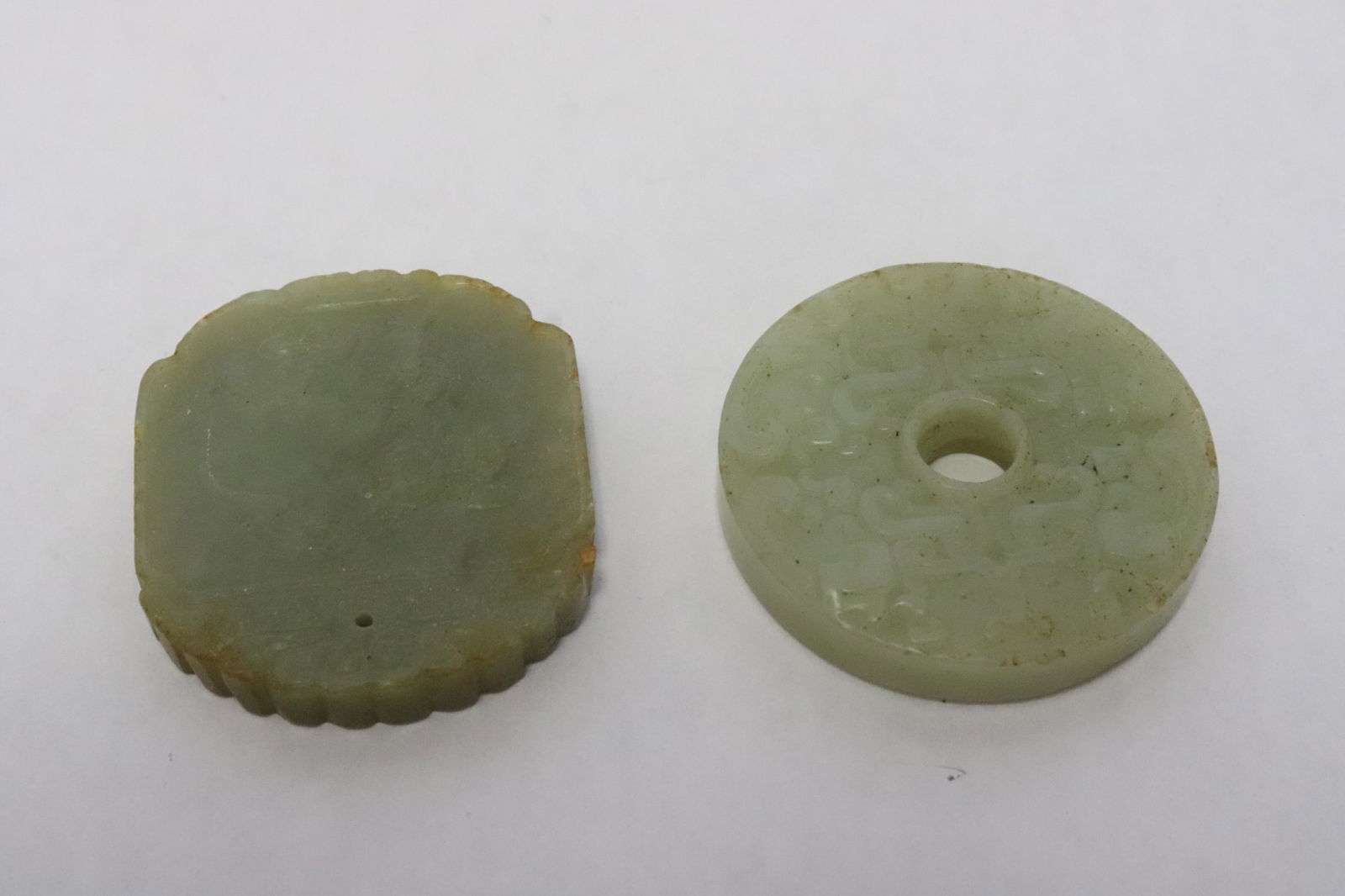 2 white jade carved plaques (1 of 8)