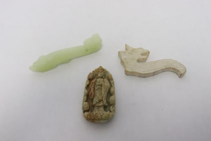 3 stone carved ornaments