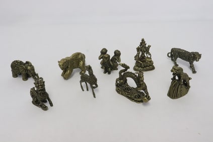 9 small bronze sculpture of animals
