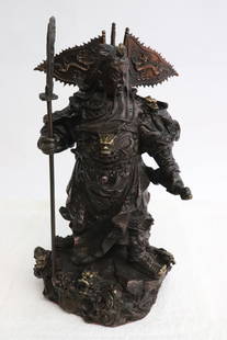 Fine Chinese bronze sculpture of deity: Fine Chinese bronze sculpture of deity, 11.2"H
