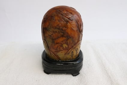 A carved shoushan stone boulder
