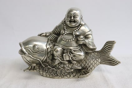Chinese white metal sculpture