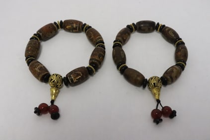 2 dzi bead style beads bracelets