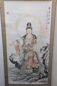 Large print scroll with portrait of Guanyin