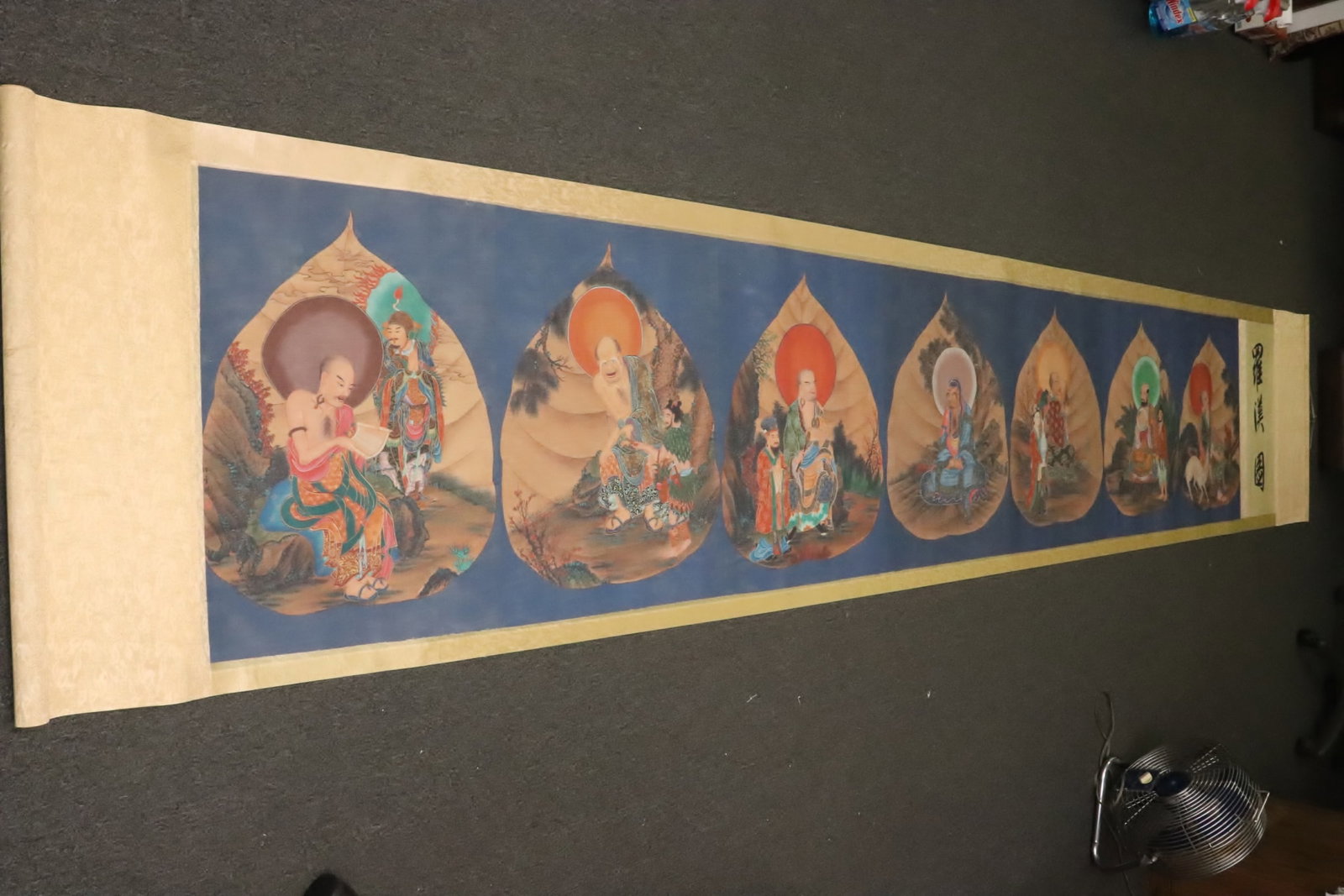 Chinese large print scroll, "portrait of Lohans" (1 of 9)