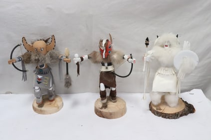 3 signed Kachina dolls