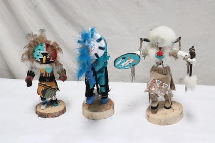3 signed Kachina dolls