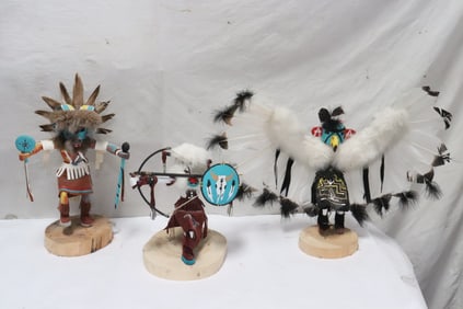 3 signed Kachina dolls