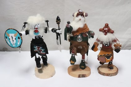 3 signed Kachina dolls