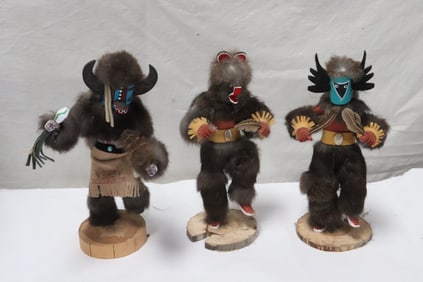 3 signed Kachina dolls